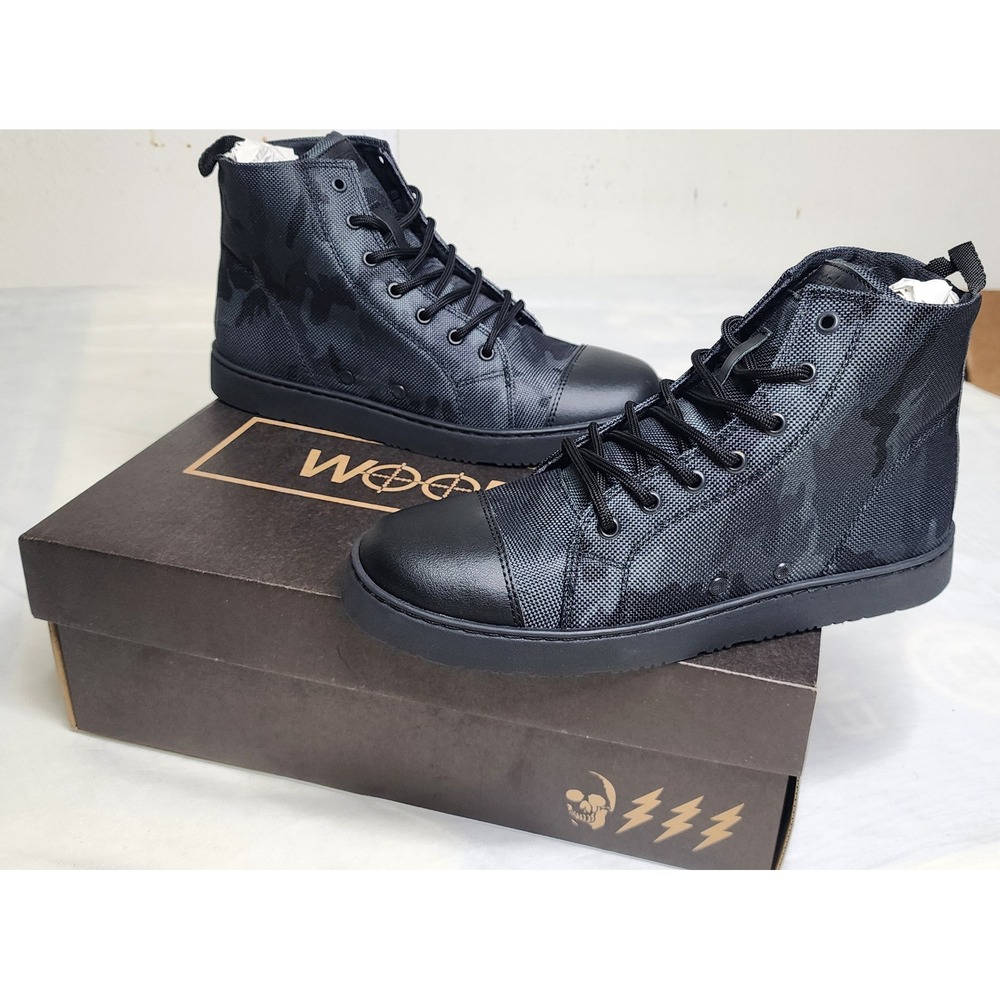 NIOB WOOBIES Mens sz 7 Night Camo Mod 2 High Top Sneakers Black Camo Tactical